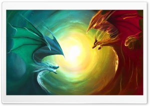 Fire Dragon Vs Water Dragon Ultra HD Wallpaper for 4K UHD Widescreen desktop, tablet & smartphone