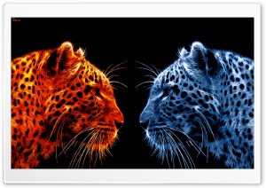 Fire Leopard vs Ice Leopard Ultra HD Wallpaper for 4K UHD Widescreen desktop, tablet & smartphone