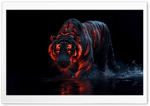 Fire Tiger in the Dark Ultra HD Wallpaper for 4K UHD Widescreen Desktop, Lockscreen, Screensaver, TV, Tablet, Smartphone