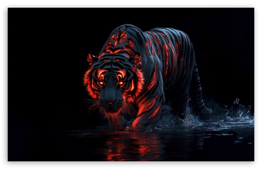 Fire Tiger in the Dark UltraHD Wallpaper for UHD 16:9 ; HD 16:9 ; UltraWide 21:9 24:10 ; Widescreen 16:10 5:3 ; Fullscreen 4:3 5:4 3:2 ; Tablet 1:1 ; Mobile 9:16 9:19.5 9:20 10:16 2:3 3:5 3:4 ; Dual 5:4 ;