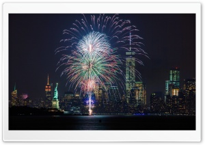 Fireworks and the New York City skyline Ultra HD Wallpaper for 4K UHD Widescreen desktop, tablet & smartphone