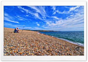 Fishing at the beach Ultra HD Wallpaper for 4K UHD Widescreen Desktop, Lockscreen, Screensaver, TV, Tablet, Smartphone