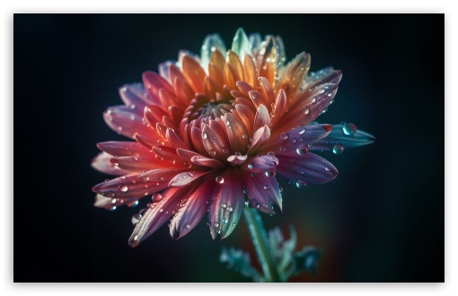 Flower, Drops, Macro, Dark UltraHD Wallpaper for UHD 16:9 ; HD 16:9 ; UltraWide 21:9 24:10 ; Widescreen 16:10 5:3 ; Fullscreen 4:3 5:4 3:2 ; Tablet 1:1 ;