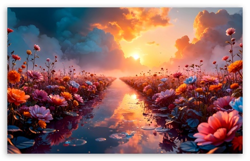 Flower Field by the Water UltraHD Wallpaper for UHD 16:9 ; HD 16:9 ; UltraWide 21:9 24:10 32:9 32:10 ; Widescreen 16:10 5:3 ; Fullscreen 4:3 5:4 3:2 ; Tablet 1:1 ; Mobile 9:16 9:19.5 9:20 9:21 9:22 10:16 2:3 3:5 3:4 ; Dual 16:10 5:3 16:9 4:3 5:4 3:2 ;