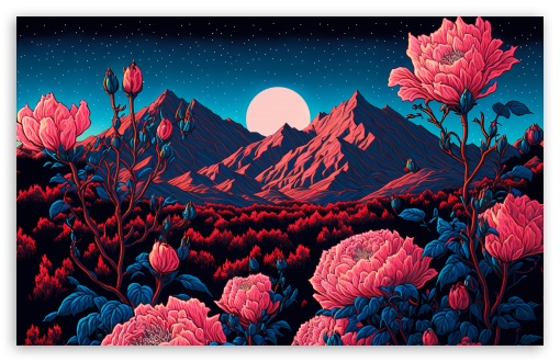 Flowers, Mountains, Night, Moon, Drawing UltraHD Wallpaper for Wide 16:10 5:3 Widescreen WHXGA WQXGA WUXGA WXGA WGA ; UltraWide 21:9 24:10 ; 8K UHD TV 16:9 Ultra High Definition 2160p 1440p 1080p 900p 720p ; UHD 16:9 2160p 1440p 1080p 900p 720p ; Standard 4:3 5:4 3:2 Fullscreen UXGA XGA SVGA QSXGA SXGA DVGA HVGA HQVGA ( Apple PowerBook G4 iPhone 4 3G 3GS iPod Touch ) ; Smartphone 16:9 3:2 5:3 2160p 1440p 1080p 900p 720p DVGA HVGA HQVGA ( Apple PowerBook G4 iPhone 4 3G 3GS iPod Touch ) WGA ; Tablet 1:1 ; iPad 1/2/Mini ; Mobile 4:3 5:3 3:2 16:9 5:4 - UXGA XGA SVGA WGA DVGA HVGA HQVGA ( Apple PowerBook G4 iPhone 4 3G 3GS iPod Touch ) 2160p 1440p 1080p 900p 720p QSXGA SXGA ;