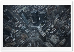 Flying above Columbus Circle, New York City Ultra HD Wallpaper for 4K UHD Widescreen desktop, tablet & smartphone