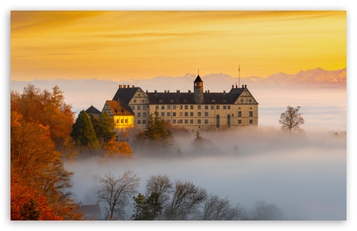 Fogbound Castle, Autumn UltraHD Wallpaper for UHD 16:9 ; HD 16:9 ; UltraWide 21:9 24:10 32:10 ; Widescreen 16:10 5:3 ; Fullscreen 4:3 5:4 3:2 ; Tablet 1:1 ; Dual 16:10 5:3 4:3 5:4 3:2 ;