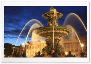 Fontaine de la Concorde at night, Paris, France Ultra HD Wallpaper for 4K UHD Widescreen desktop, tablet & smartphone