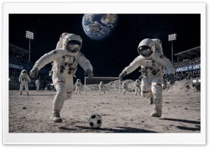 Football Match on the Moon 4K UHD Wallpaper for Widescreen and UltraWide Desktop, UltraHD TV, Smartphone, Tablet