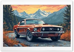 Ford Mustang Art 4K UHD Wallpaper for Widescreen and UltraWide Desktop, UltraHD TV, Smartphone, Tablet