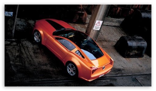 Ford Mustang panoramic orange UltraHD Wallpaper for HD 16:9 ;