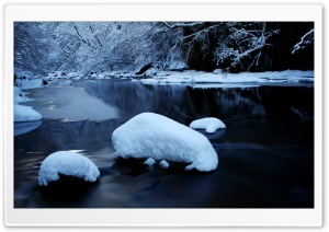 Forest River In Winter Ultra HD Wallpaper for 4K UHD Widescreen desktop, tablet & smartphone