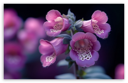 Foxglove, Flowers, Pink, Macro UltraHD Wallpaper for UHD 16:9 ; HD 16:9 ; UltraWide 21:9 24:10 ; Widescreen 16:10 5:3 ; Fullscreen 4:3 5:4 3:2 ; Tablet 1:1 ;