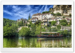 France Houses Motorboat Aquitaine Castelnaud-La-Chapelle Ultra HD Wallpaper for 4K UHD Widescreen Desktop, Lockscreen, Screensaver, TV, Tablet, Smartphone