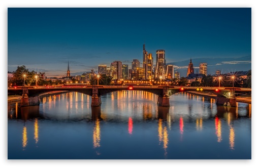 Frankfurt, Germany, Bridge, Evening, City Lights, Europe UltraHD Wallpaper for UHD 16:9 ; HD 16:9 ; UltraWide 21:9 24:10 32:9 32:10 ; Widescreen 16:10 5:3 ; Fullscreen 4:3 5:4 3:2 ; Tablet 1:1 ; Mobile 9:16 9:19.5 9:20 9:21 9:22 10:16 2:3 3:5 3:4 ; Dual 16:10 5:3 16:9 4:3 5:4 3:2 ;