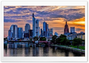 Frankfurt Skyscrapers Skyline, Main River, Germany Ultra HD Wallpaper for 4K UHD Widescreen desktop, tablet & smartphone