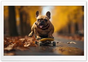 French Bulldog on Skateboard Ultra HD Wallpaper for 4K UHD Widescreen Desktop, Lockscreen, Screensaver, TV, Tablet, Smartphone