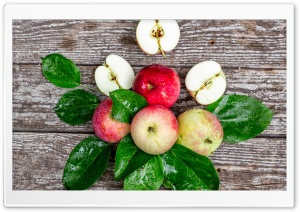 Fresh Apples, Leaves, Wooden Ultra HD Wallpaper for 4K UHD Widescreen desktop, tablet & smartphone