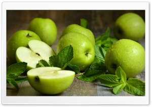 Fresh Green Apples 4K UHD Wallpaper for Widescreen and UltraWide Desktop, UltraHD TV, Smartphone, Tablet