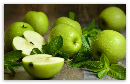 Fresh Green Apples UltraHD Wallpaper for UHD 16:9 ; HD 16:9 ; UltraWide 21:9 24:10 ; Widescreen 16:10 5:3 ; Fullscreen 4:3 5:4 3:2 ; Tablet 1:1 ;