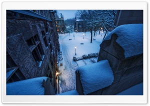 Fresh Snow On The Balcony Ultra HD Wallpaper for 4K UHD Widescreen desktop, tablet & smartphone