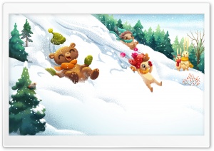 Friends Having Fun Winter illustration Ultra HD Wallpaper for 4K UHD Widescreen desktop, tablet & smartphone