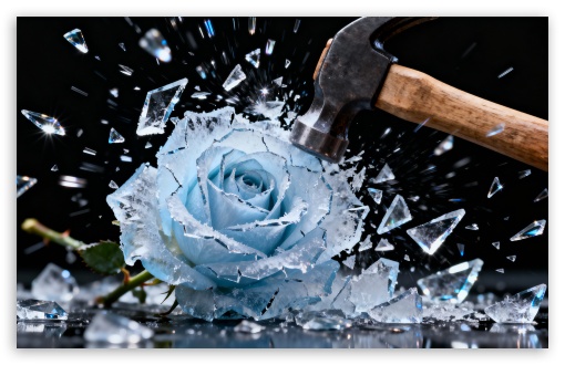 Frozen Rose smashed by Hammer UltraHD Wallpaper for UHD 16:9 ; HD 16:9 ; UltraWide 21:9 24:10 ; Widescreen 16:10 5:3 ; Fullscreen 4:3 5:4 3:2 ; Tablet 1:1 ;