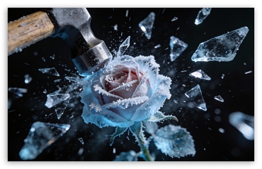 Frozen Rose smashed by Hammer UltraHD Wallpaper for UHD 16:9 ; HD 16:9 ; UltraWide 21:9 24:10 ; Widescreen 16:10 5:3 ; Fullscreen 4:3 5:4 3:2 ; Tablet 1:1 ;