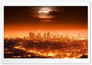 Full Moon, Lights, Los Angeles, City, United States Ultra HD Wallpaper for 4K UHD Widescreen desktop, tablet & smartphone