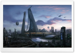 Futuristic City Art Ultra HD Wallpaper for 4K UHD Widescreen desktop, tablet & smartphone