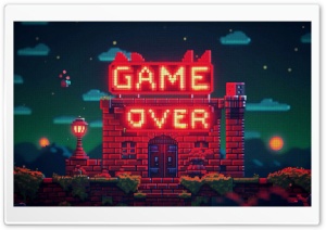 Game Over Pixel Art Ultra HD Wallpaper for 4K UHD Widescreen Desktop, Lockscreen, Screensaver, TV, Tablet, Smartphone