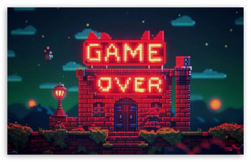 Game Over Pixel Art UltraHD Wallpaper for UHD 16:9 2160p 1440p 1080p 900p 720p ; 8K UHD TV 16:9 Ultra High Definition 2160p 1440p 1080p 900p 720p ; UltraWide 21:9 24:10 ; Widescreen 16:10 5:3 WHXGA WQXGA WUXGA WXGA WGA ; Fullscreen 4:3 5:4 3:2 UXGA XGA SVGA QSXGA SXGA DVGA HVGA HQVGA ( Apple PowerBook G4 iPhone 4 3G 3GS iPod Touch ) ; Tablet 1:1 ; Mobile 9:16 2:3 3:5 3:4 - ;