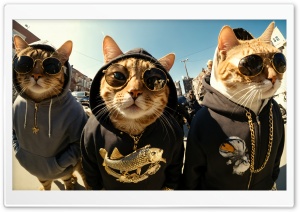 Gangsta Cats Thug Life Ultra HD Wallpaper for 4K UHD Widescreen desktop, tablet & smartphone