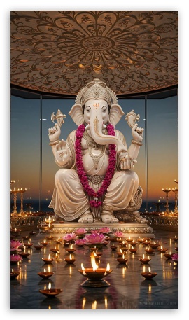 Ganpati UltraHD Wallpaper for Mobile 9:16 ;