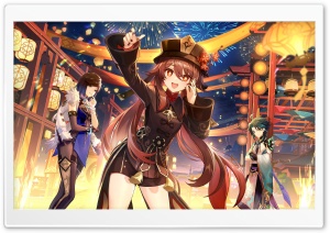 Genshin Impact Version 3, Lantern Rite, Hu Tao 4K UHD Wallpaper for Widescreen and UltraWide Desktop, UltraHD TV, Smartphone, Tablet