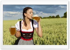 German Woman Drinking Beer Ultra HD Wallpaper for 4K UHD Widescreen desktop, tablet & smartphone