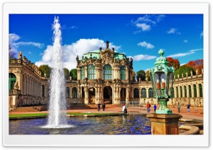 Germany Fountains Zwinger Dresden Palace Ultra HD Wallpaper for 4K UHD Widescreen Desktop, Lockscreen, Screensaver, TV, Tablet, Smartphone