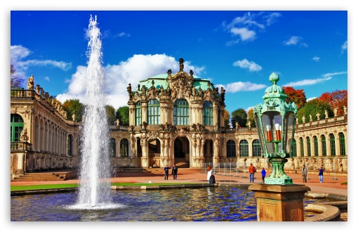 Germany Fountains Zwinger Dresden Palace UltraHD Wallpaper for HD 16:9 ; Widescreen 16:10 5:3 ; Fullscreen 4:3 3:2 ;