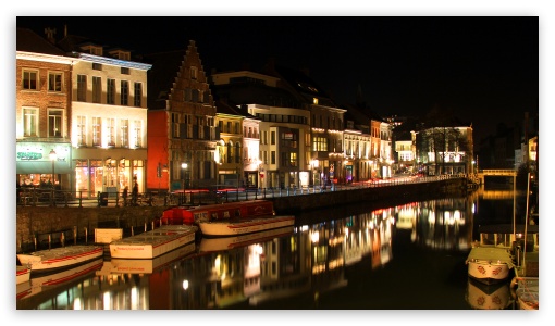 Ghent by night UltraHD Wallpaper for HD 16:9 ;