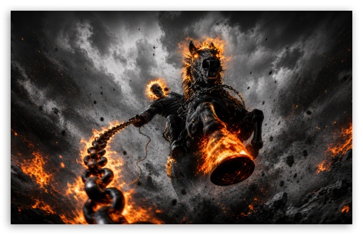 Ghost Rider Riding the Ghost Horse UltraHD Wallpaper for UHD 16:9 ; HD 16:9 ; UltraWide 21:9 24:10 ; Widescreen 16:10 ; Tablet 1:1 ;