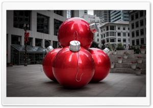 Giant Red Christmas Balls, City Ultra HD Wallpaper for 4K UHD Widescreen desktop, tablet & smartphone