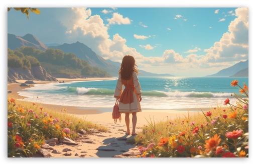 Girl Arriving at the Beach UltraHD Wallpaper for UHD 16:9 ; HD 16:9 ; UltraWide 21:9 24:10 32:9 32:10 ; Widescreen 16:10 5:3 ; Fullscreen 4:3 5:4 3:2 ; Tablet 1:1 ; Mobile 9:16 9:19.5 9:20 10:16 2:3 3:5 3:4 ; Dual 16:10 5:3 16:9 4:3 5:4 3:2 ; Triple 16:10 5:3 16:9 4:3 5:4 3:2 ;