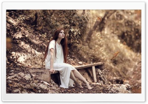 Girl, Autumn, Bench, Nature Ultra HD Wallpaper for 4K UHD Widescreen desktop, tablet & smartphone