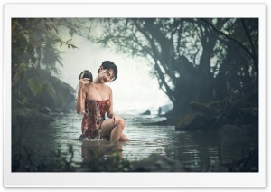 Girl Bathing Outdoor Ultra HD Wallpaper for 4K UHD Widescreen desktop, tablet & smartphone