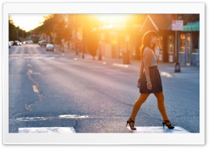 Girl Crossing The Street Ultra HD Wallpaper for 4K UHD Widescreen desktop, tablet & smartphone