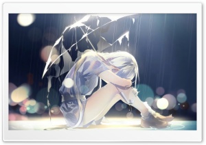 Girl Crying in the Rain Drawing Ultra HD Wallpaper for 4K UHD Widescreen desktop, tablet & smartphone