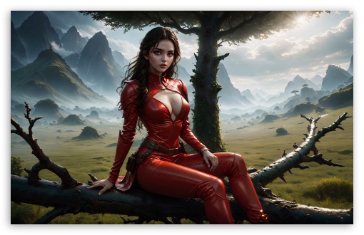 Girl Dressed in Red in Nature Art UltraHD Wallpaper for UHD 16:9 ; HD 16:9 ; UltraWide 21:9 24:10 32:9 32:10 ; Widescreen 16:10 5:3 ; Fullscreen 4:3 5:4 3:2 ; Tablet 1:1 ; Mobile 9:16 9:19.5 9:20 10:16 2:3 3:5 3:4 ; Dual 16:10 5:3 16:9 4:3 5:4 3:2 ;