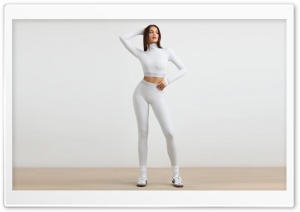 Girl, Fit, White Outfit, Workout Clothes 4K UHD Wallpaper for Widescreen and UltraWide Desktop, UltraHD TV, Smartphone, Tablet