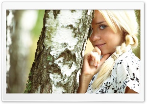 Girl Hiding Behind Tree Ultra HD Wallpaper for 4K UHD Widescreen desktop, tablet & smartphone
