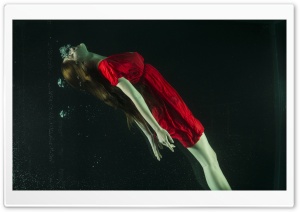 Girl in a Red Dress Underwater Photography Ultra HD Wallpaper for 4K UHD Widescreen desktop, tablet & smartphone